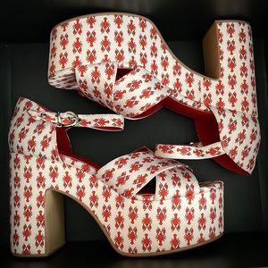 Jeffrey Campbell Red and White Platform Sandals